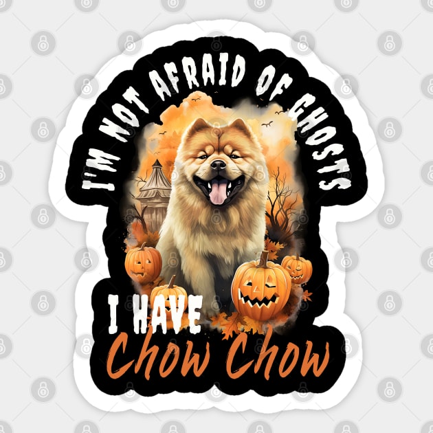 Chow Chow Dog Ghost Guardian Vintage Halloween Funny Sticker by Sniffist Gang